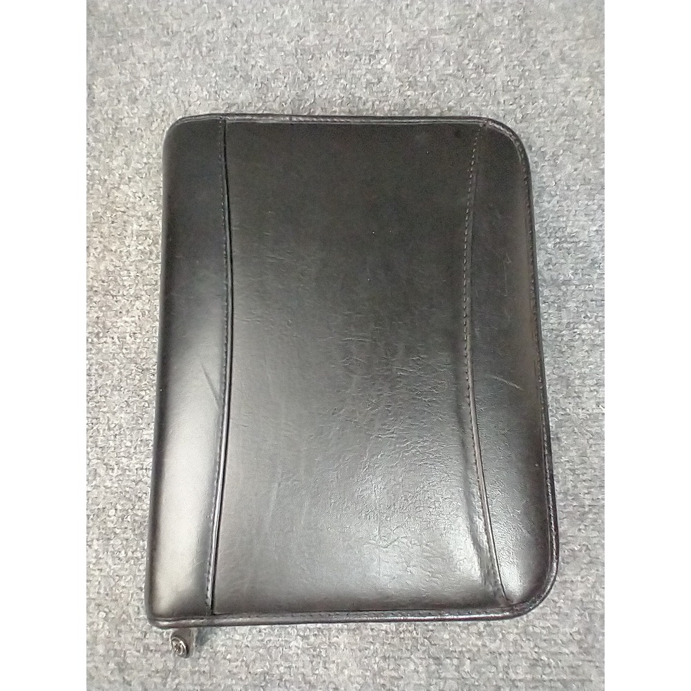 Franklin Covey Planner Compact Black Simulated Leather Zipper Binder